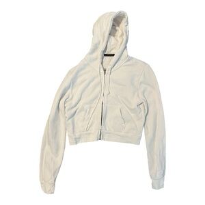 White Cropped Hoodie‎